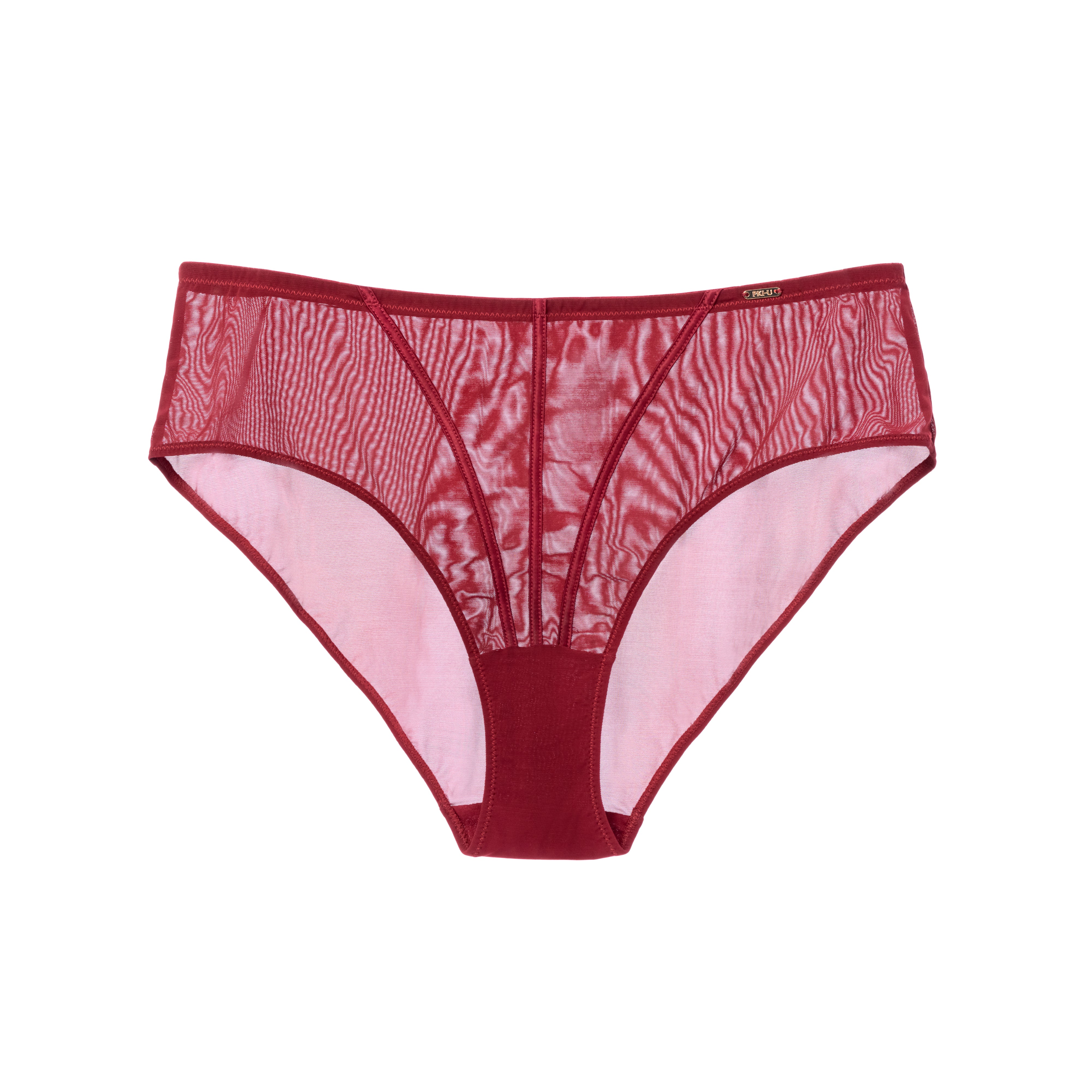 Red mesh underwear on a white background