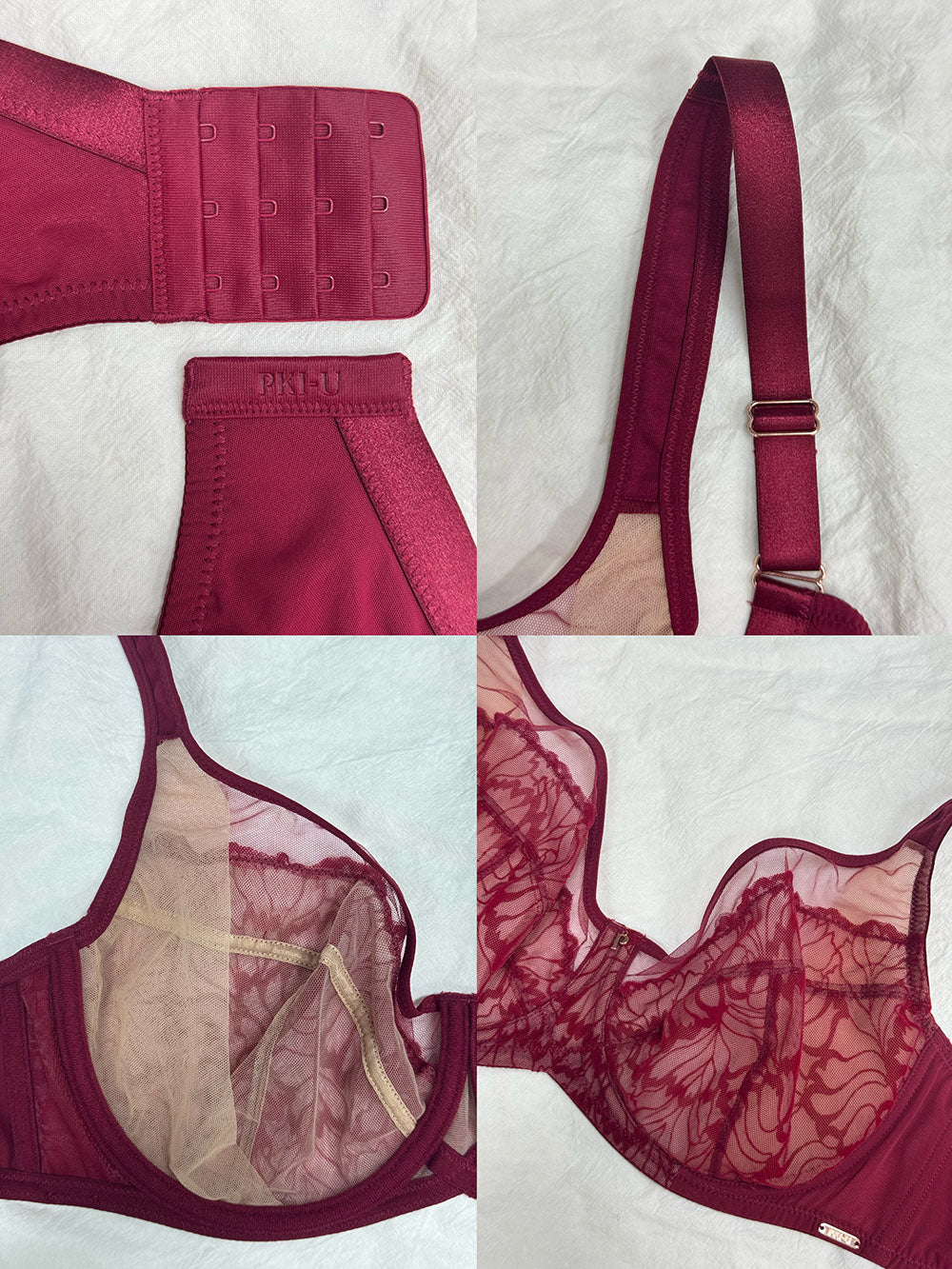 Comparison of PKI-U SHADOW velvet lingerie sets in Black and Burgundy colors