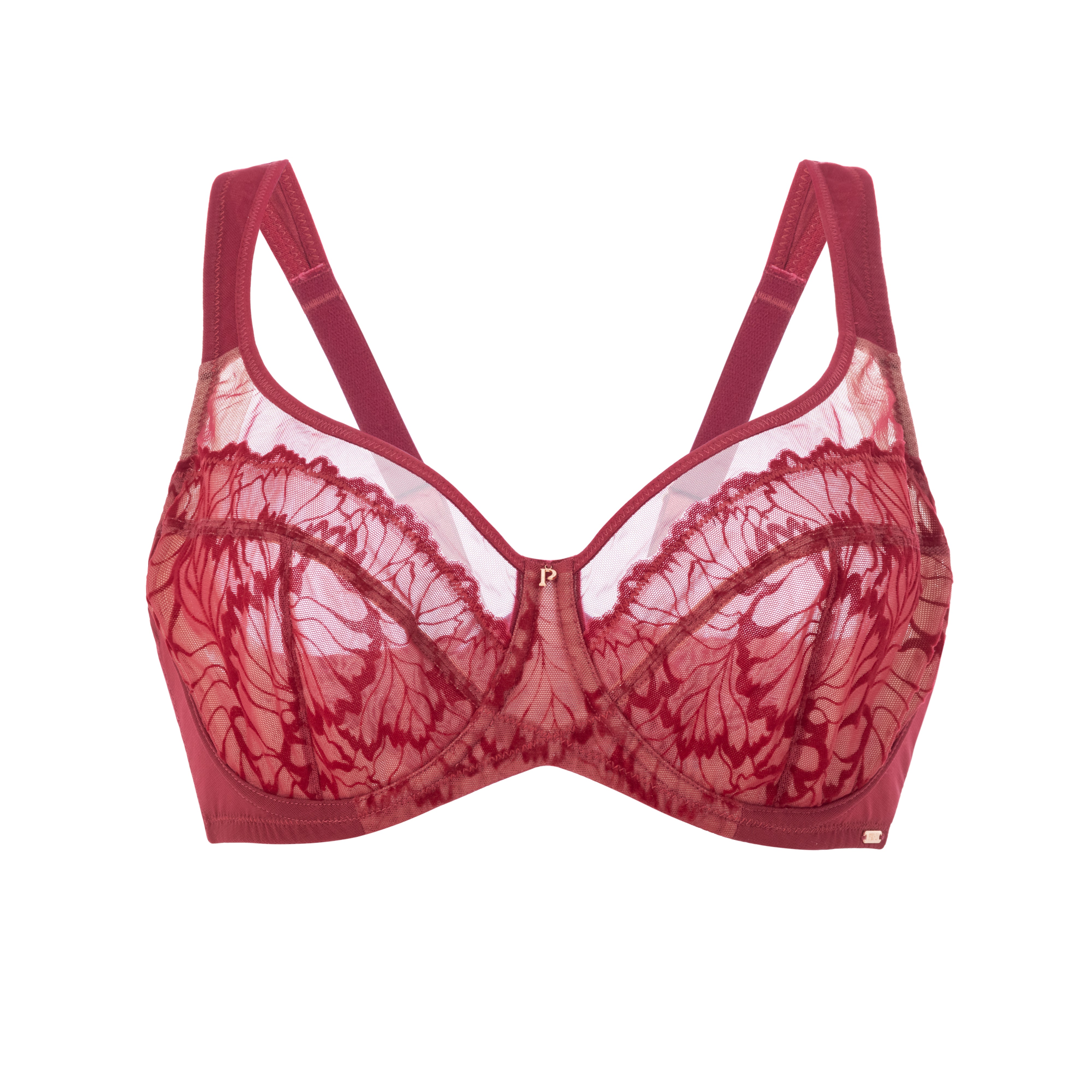 PKI-U SHADOW Burgundy Velvet Support Bra engineered for curves up to G cup