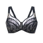 PKI-U SHADOW Black Velvet Support Bra with three-sectioned cups for lift