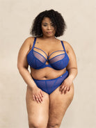 PKI-U WHISPER Blue Mesh Support Bra for full-figure busts up to G cup